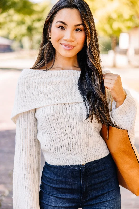 Whatever You've Got Cream Off The Shoulder Sweater