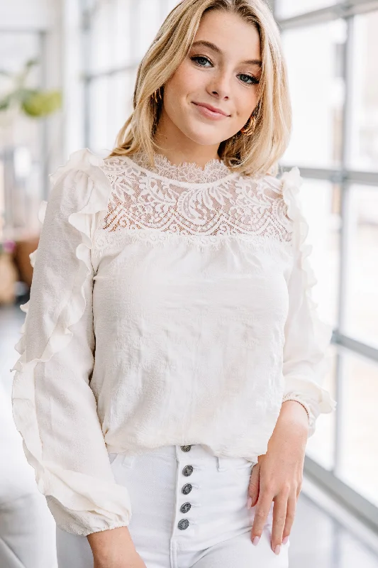 Heart Breaker Cream White Lace Blouse