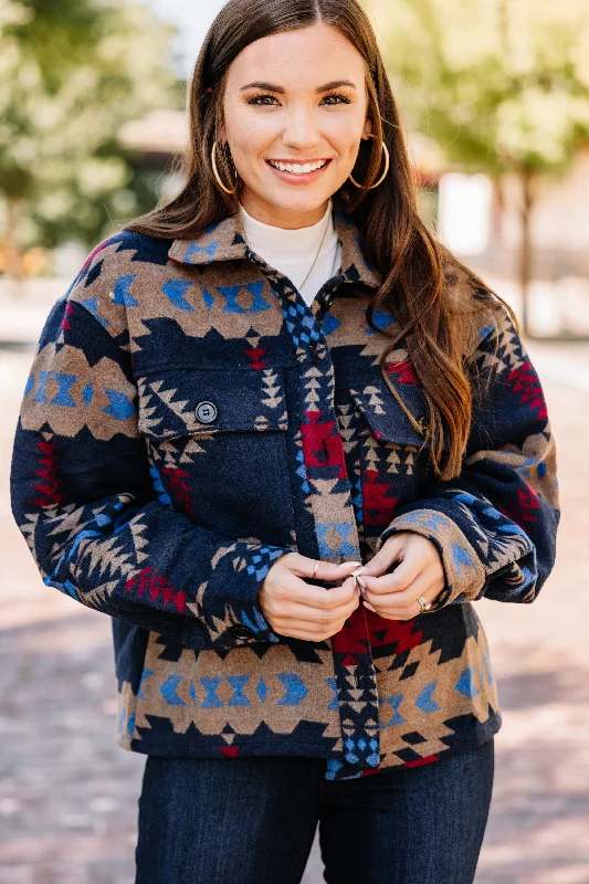 Outdoor Adventures Navy Blue Aztec Jacket