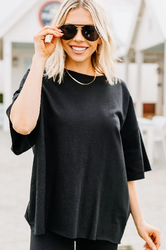 Follow You There Black Drop Shoulder Top