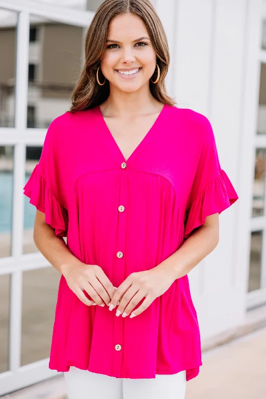 It's Your Choice Hot Pink Ruffled Top