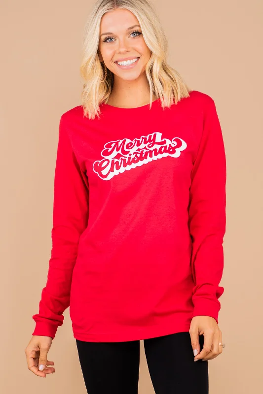 Merry Christmas Red Graphic L/S Tee