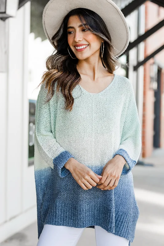 Can't Go On Without You Mint Green Ombre Sweater