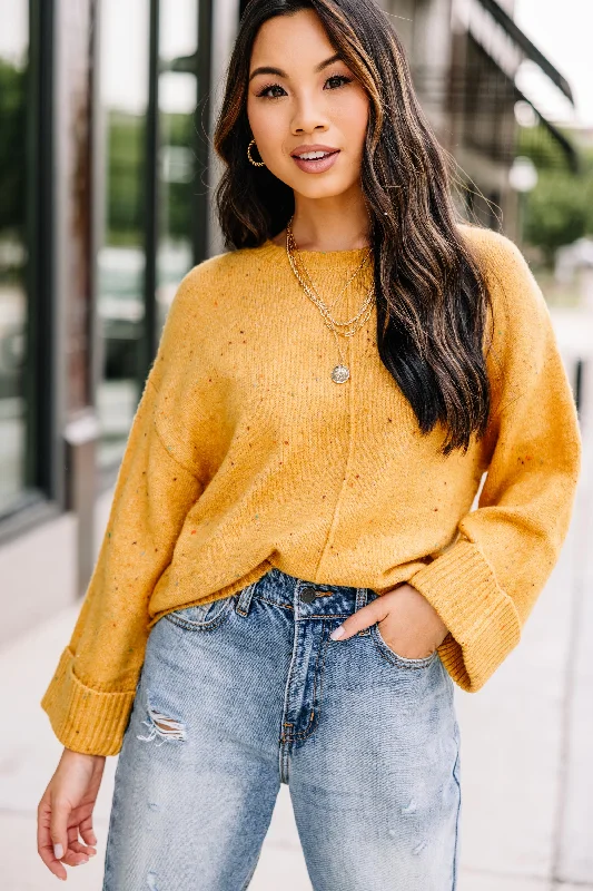 No Looking Back Mustard Yellow Confetti Sweater