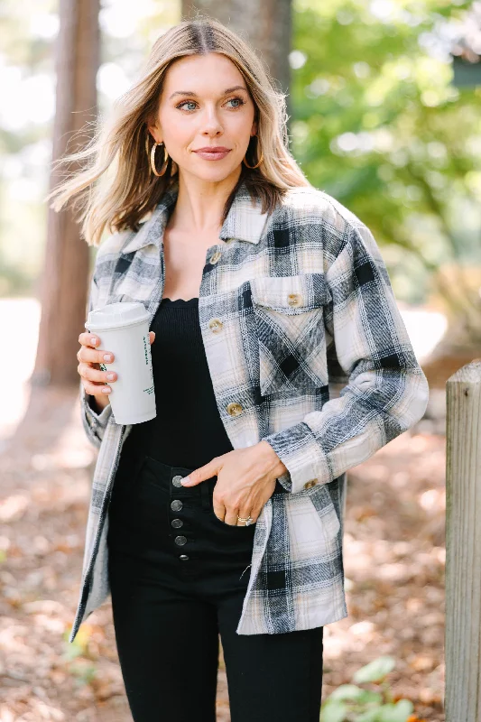 Get To It Black Plaid Fleece Lined Shacket