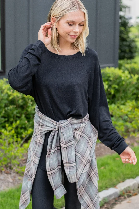 Easy Like Sunday Black Fleece Tunic