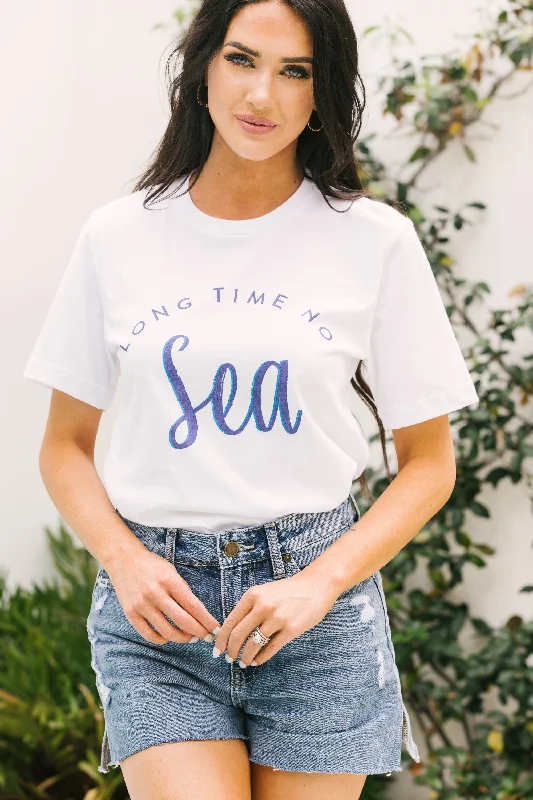 Long Time No Sea White Graphic Tee