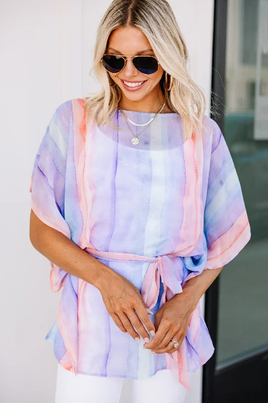 Be There Lavender Purple Striped Blouse