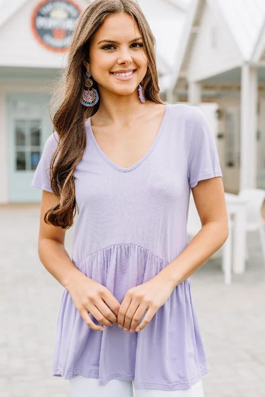 Not Over You Lilac Purple Peplum Top