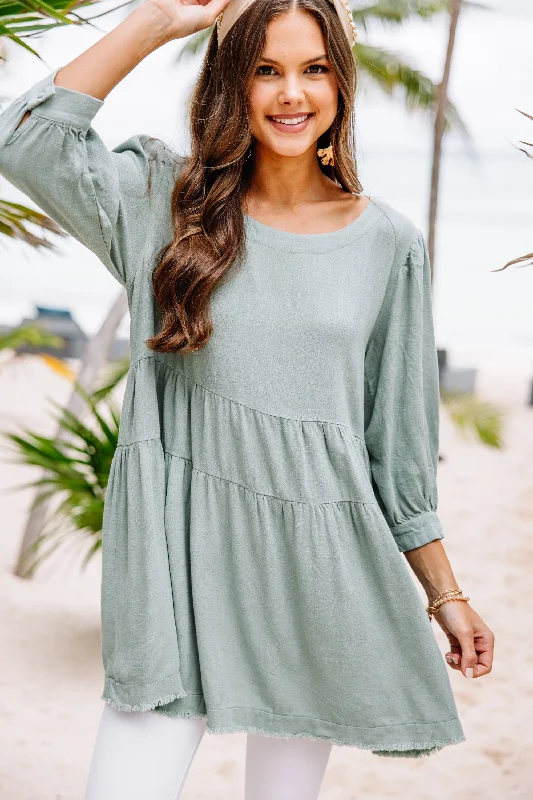 Make You Better Sage Green Tiered Tunic