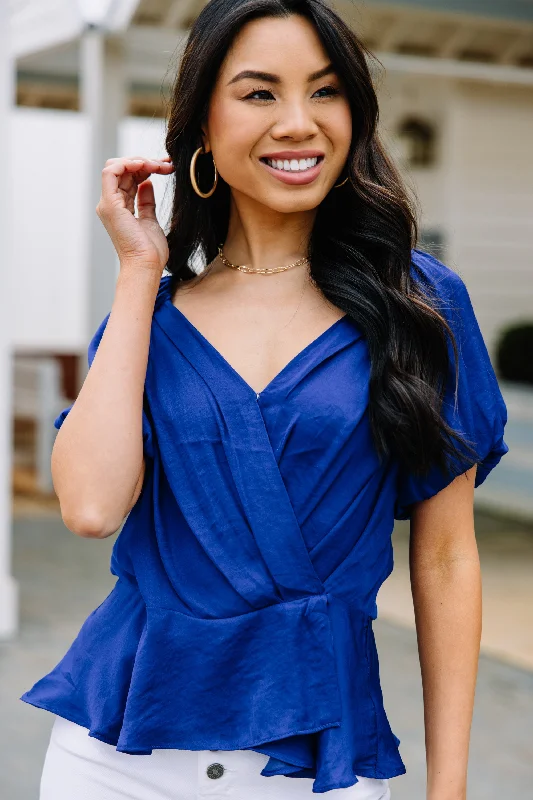 Perfect Love Sapphire Blue Pleated Top