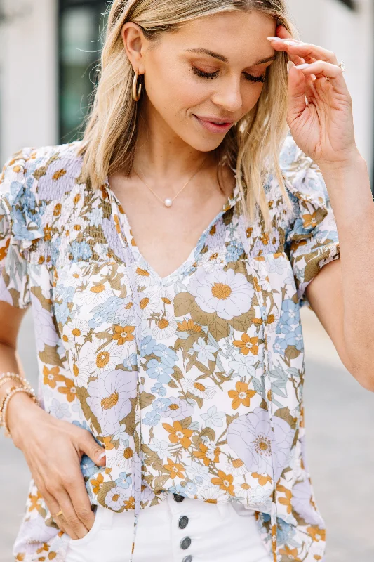 Make It Happen Blue Floral Blouse