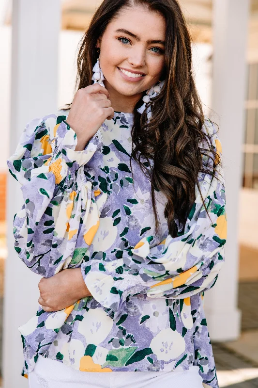 Keep Your Spirits Up Lavender Purple Floral Blouse