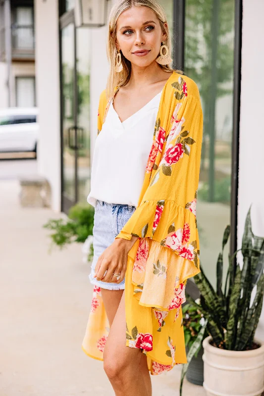 Day Time Adventures Yellow Floral Kimono