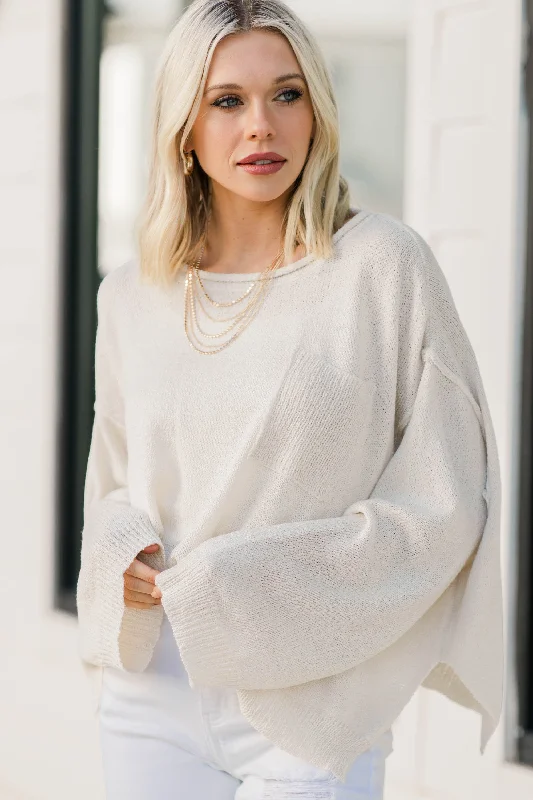 Face The Truth Ivory White Bell Sleeve Sweater