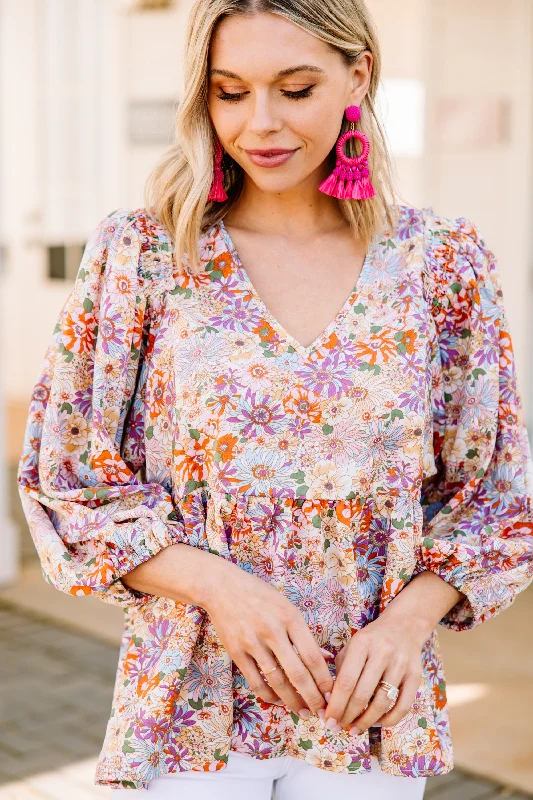 New Adventures Natural DItsy Floral Blouse