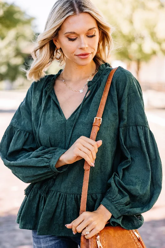 Clear Ideas Forest Green Textured Blouse