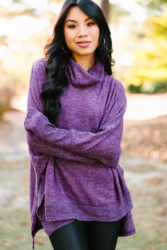 In It For Love Plum Purple Cowl Neck Tunic