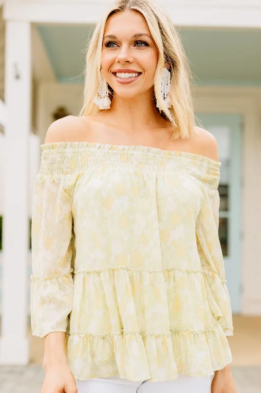 Let's Hang Out Lime Green Off Shoulder Blouse