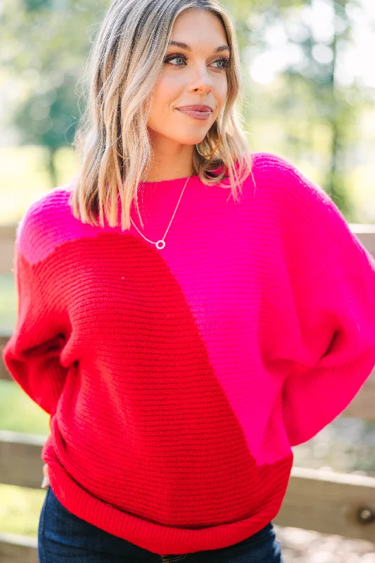 In Perfect View Hot Pink Colorblock Sweater