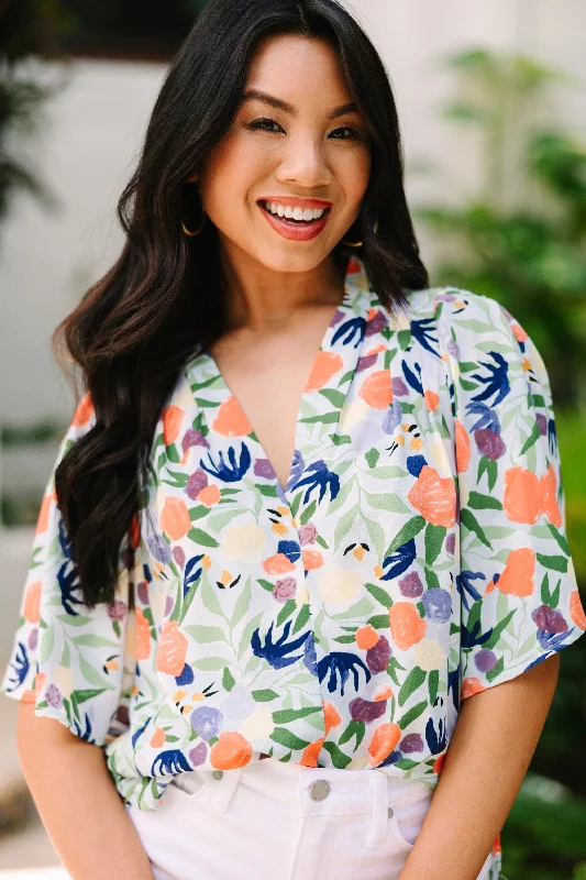 New Days Ahead Blue Floral Top