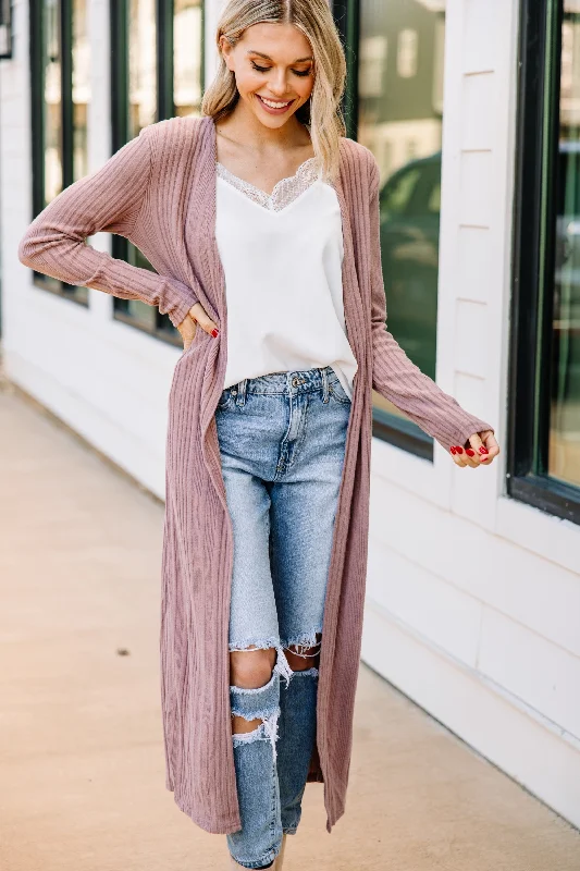 Keep Your Secrets Mauve Pink Cardigan