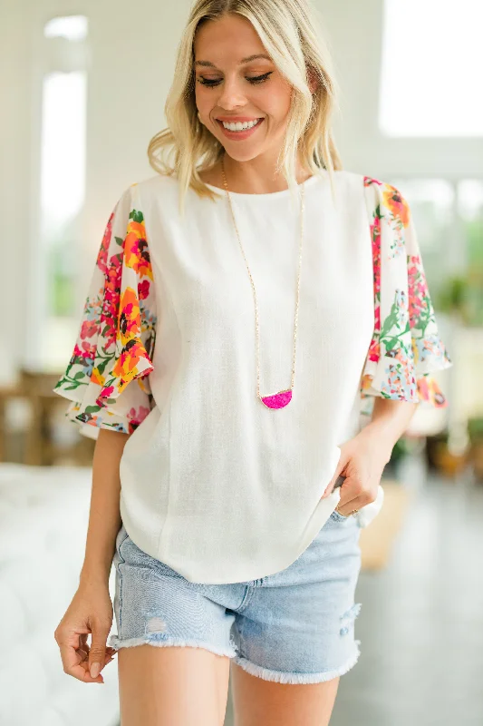 Hear The News White Floral Top