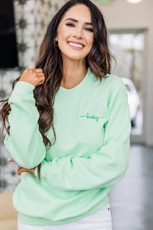 Lucky & Cute Mint Green Embroidered Sweatshirt