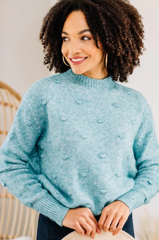 Just What You Need Teal Blue Pompom Sweater