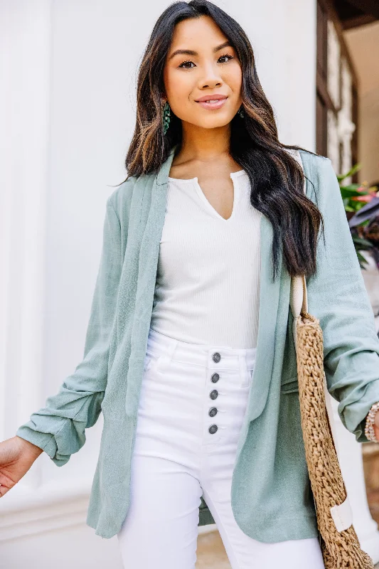 Live Your Dreams Sage Green Linen Blazer