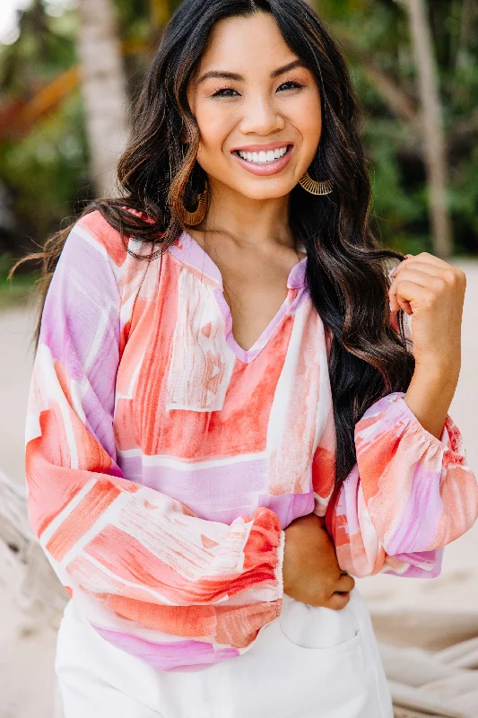 In The Clear Pink Abstract Blouse