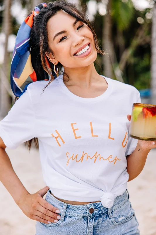 Hello Summer White Graphic Tee