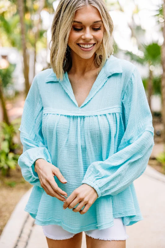 Love Life Aqua Blue Babydoll Top