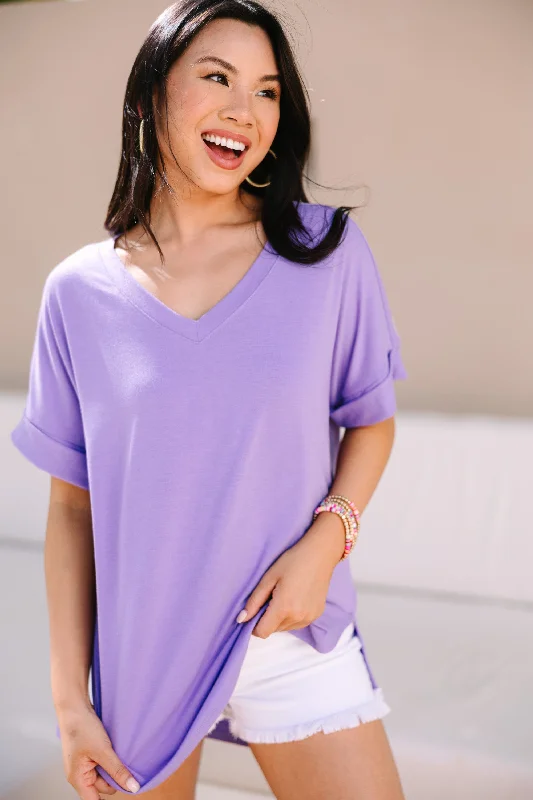 Make Your Life Easy Lavender Purple V-neck Top