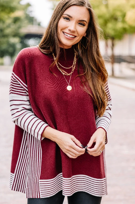 All In Burgundy Red Striped Tunic