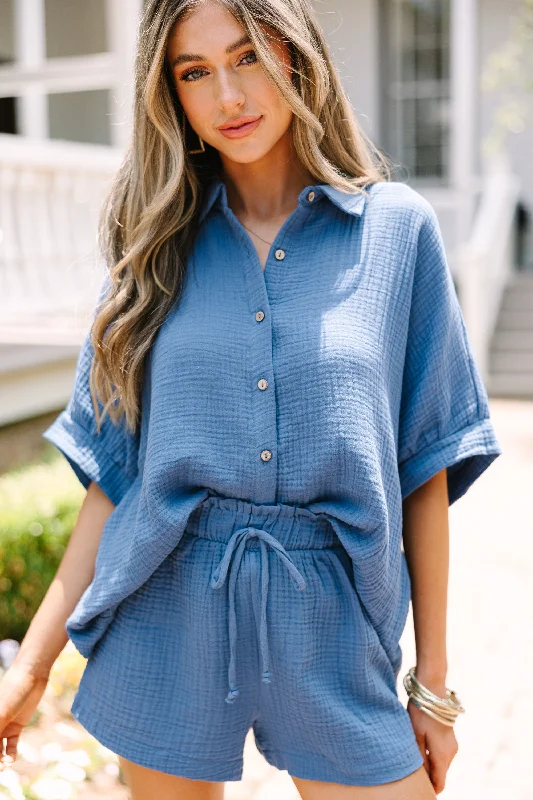 Feeling Your Best Blue Button Down Top