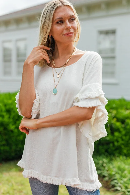 Go For What You Want Off White Linen Top