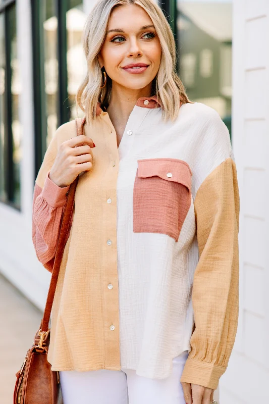 It's A New Dawn Straw Yellow Colorblock Top