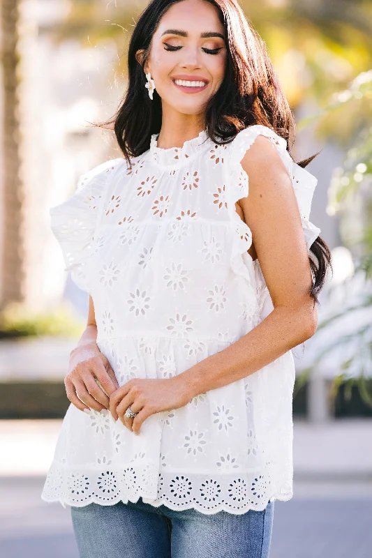 Precious Intrigue White Eyelet Blouse