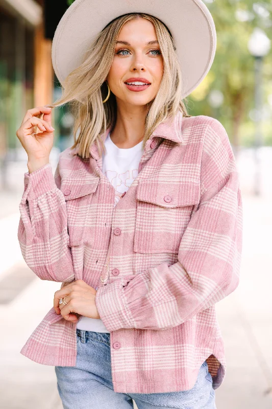 Give It A Try Desert Rose Pink Plaid Shacket