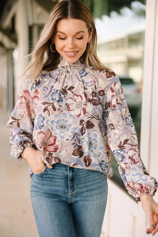 Treat You Right Mauve Pink Floral Blouse