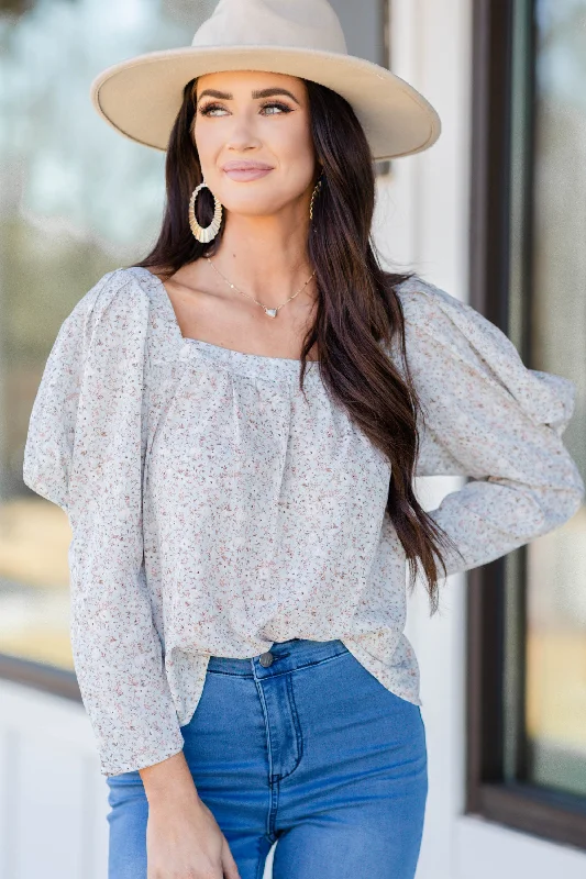 Living Your Best Life Sage Green Ditsy Floral Top