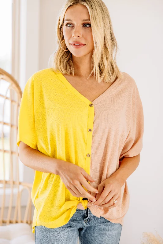 Feel The Joy Yellow and Orange Colorblock Top