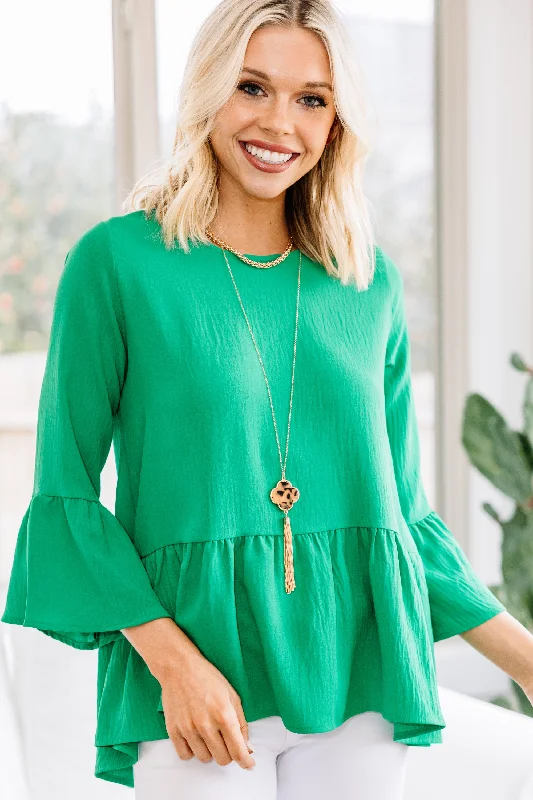 I See You Now Green Peplum Top