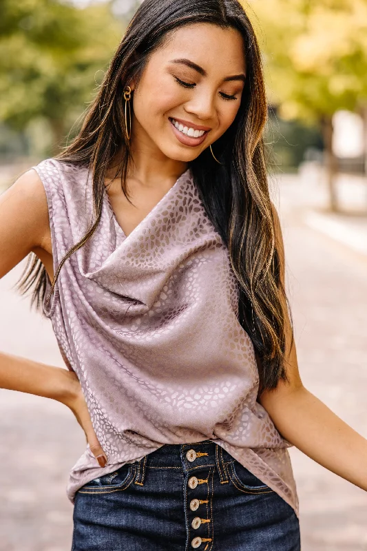 Make Your Mark Mauve Pink Satin Leopard Tank