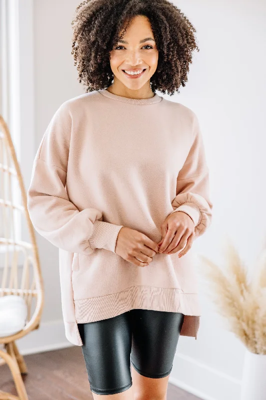 Full Time Comfort Blush Pink Bubble Sleeve Pullover