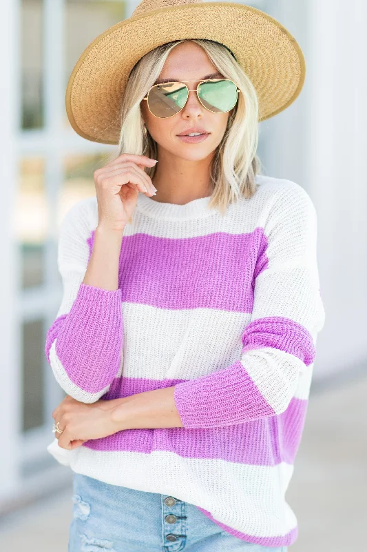 Never Look Back Orchid Purple Colorblock Sweater