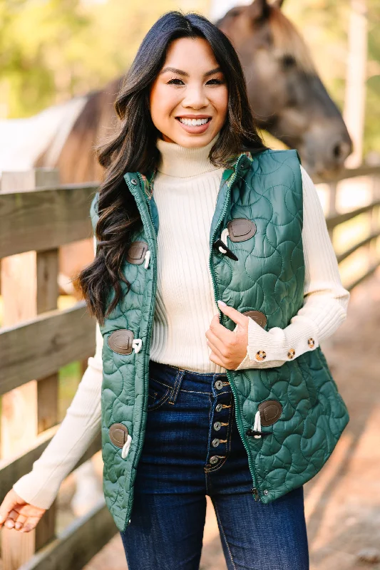 Creating Memories Dark Green Puffer Vest