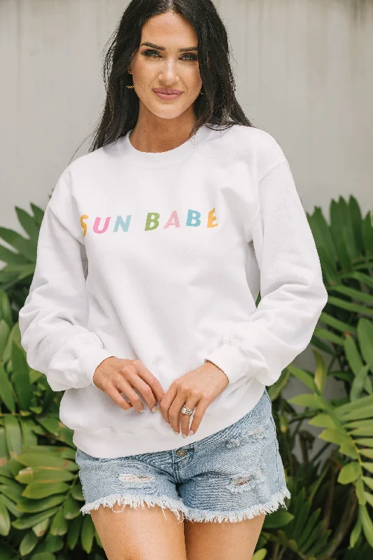 Sun Babe White Graphic Sweatshirt