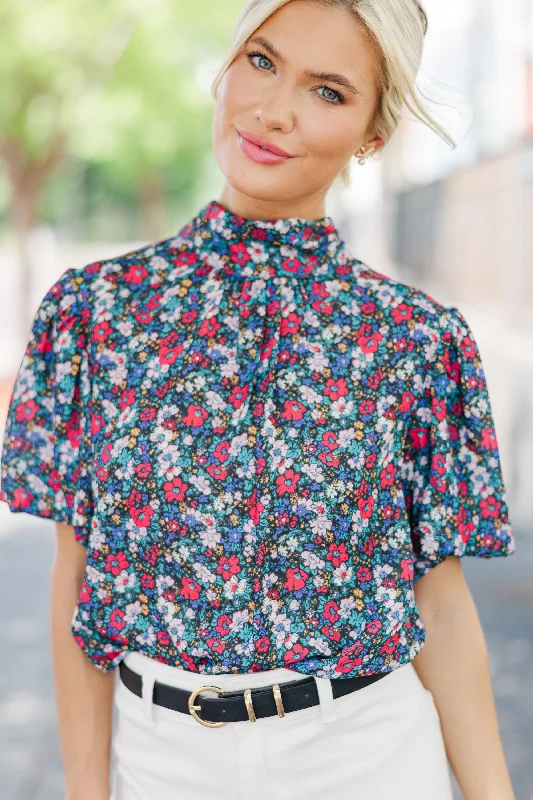 Can't Let You Go Black Floral Blouse